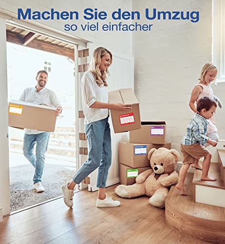 PAPERKIDDO 80 Stück Umzugsetiketten 15 x 10cm, Umzugsaufkleber zum Beschriften von Umzugskartons, 8 Farben Aufkleber Bunte Etiketten Selbstklebend Sticker für Übersicht beim Umzug