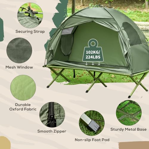 Carpa plegable con catre elevado para una persona miniatura 7