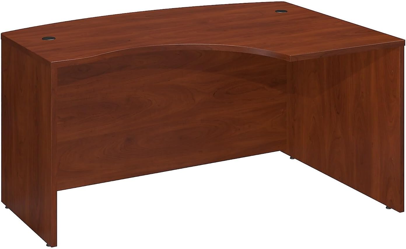 Bush Business Furniture Series C 60W x 43D Right Hand L Shaped Bow Front Office Desk in Hansen Cherry, Large Computer Table for Home or Professional Workspace