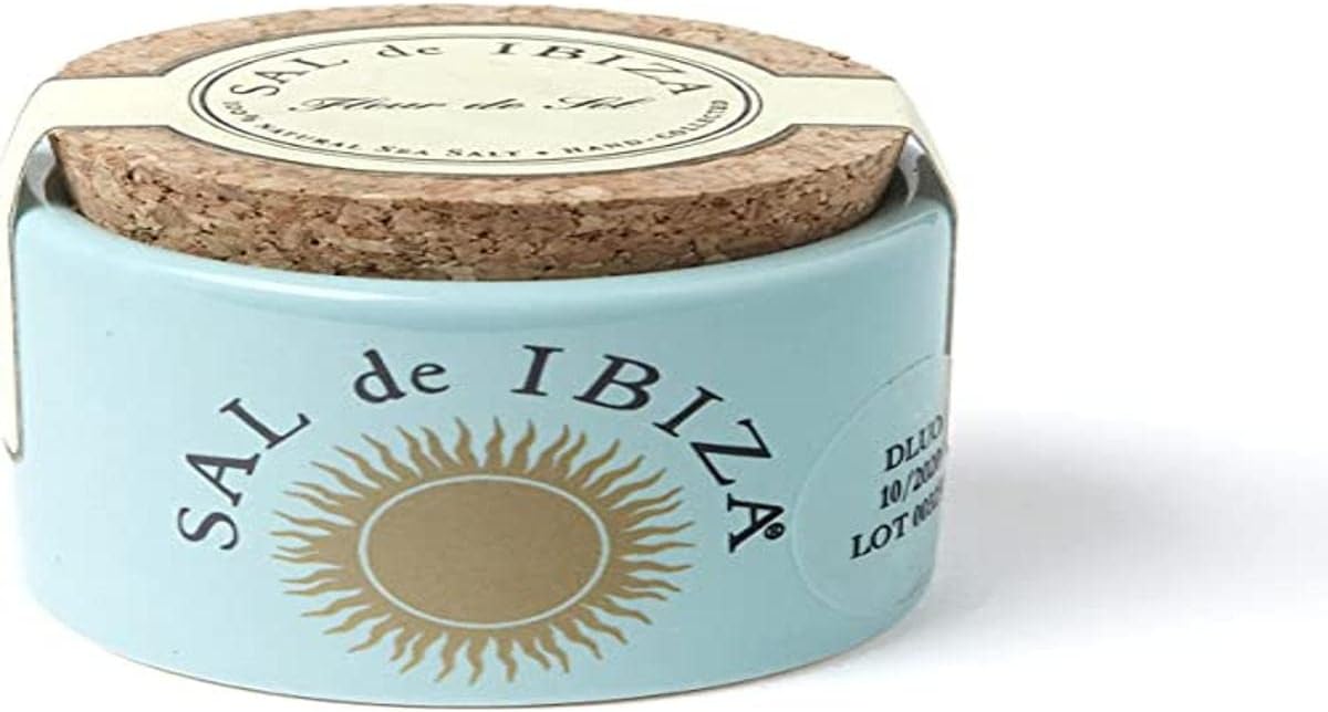 Sal de Ibiza. Fleur de Sel in Ceramic Jar. 28.35g