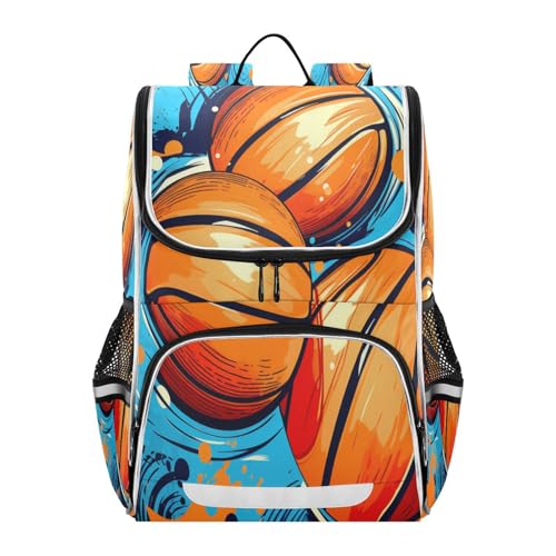 Sac à dos étudiant basket aquarelle haute capacité grand volume
