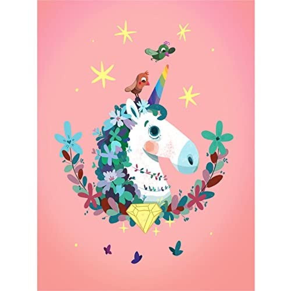 Wee Blue Coo Unicorn Diamond Birds Art Print