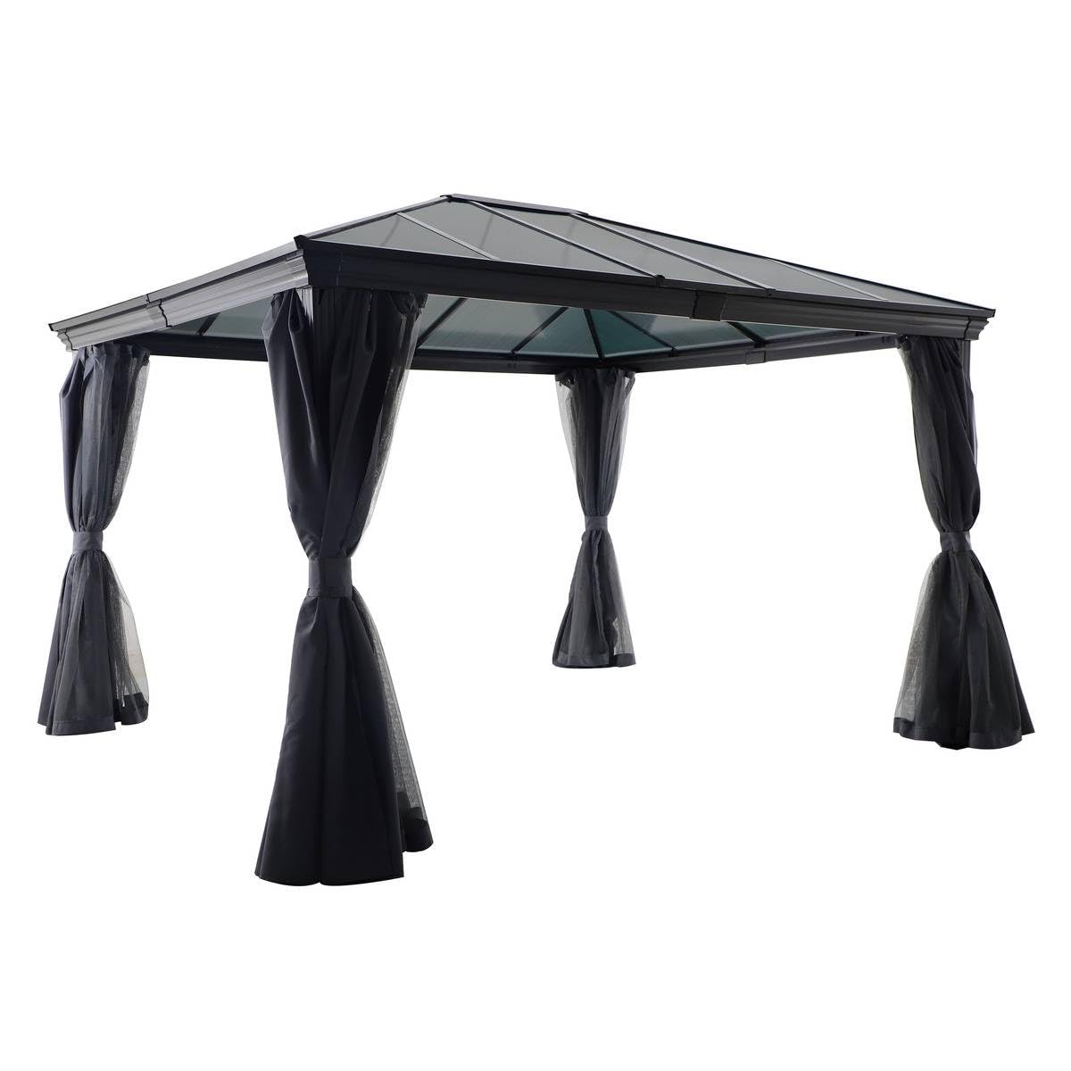 Hespéride - Tonnelle Belize Graphite - 5 Places - Polyester Acier Traité Époxy Anti-​Rouille - Mobilier d'Extérieur pour Terrasse