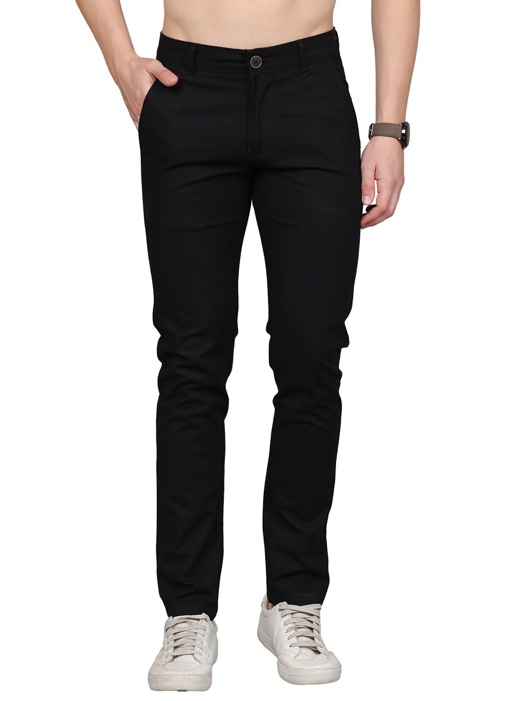 Majestic Man Premium Cotton Slub Slim Fit Comfortable Solid Stylish Trousers