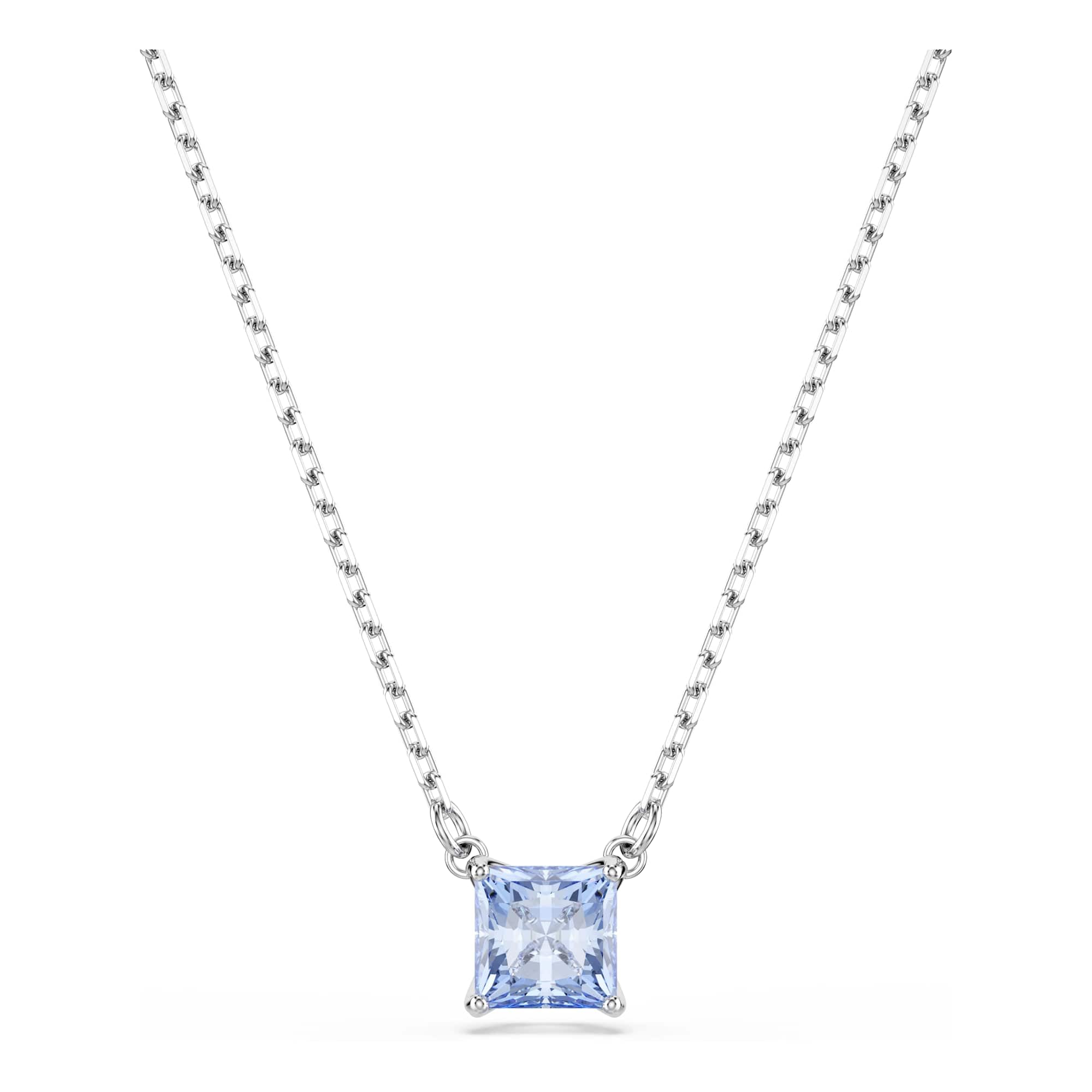 Swarovski Pendente Matrix, Taglio squadrato, Blu, Placcato rodio