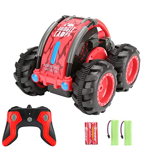 AnseeDirect Coche Teledirigido Coche RC para Niños Anfibios 4WD 2.4Ghz Impermeable Rotación de 360 Grados Giros y Vueltas Off Road en Tierra Agua Arena Playa con 2 Baterías Recargables