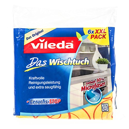 Vileda Allzwecktuch Ultra Fresh entfernt fetthaltigen Schmutz selbst ohne Chemie, extrem saugfähig, hinterlässt einen streifenfreien Glanz, bleibt länger hygienisch frisch, 6er Pack