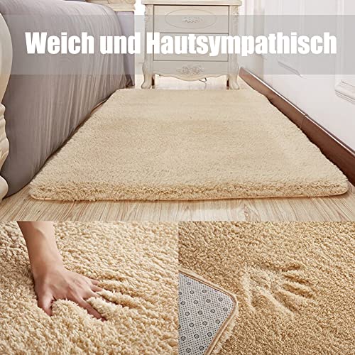 Swsen Runde Shaggy Teppiche – Moderne Teppiche für Schlafzimmer und Wohnzimmer – Weich, rutschfest & Pflegeleicht – in Farben & Größen, Durchmesser: 60CM, Farbe: Weiß