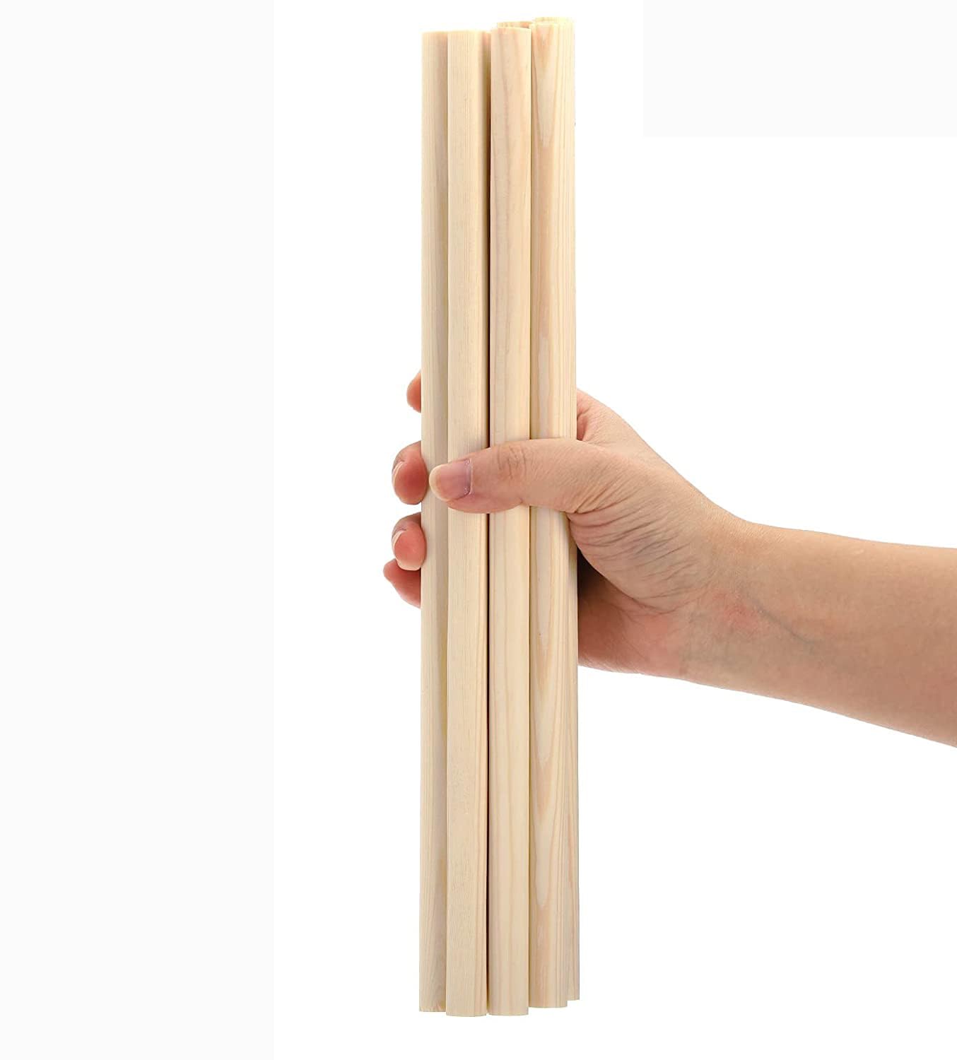 Tacos De Madera, 10 Varillas Redondas De Madera De 1/2x12 Pulgadas Para Manualidades, Tacos De