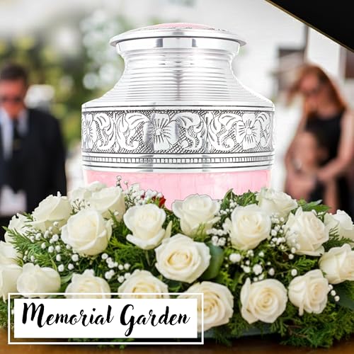 ALPHA Living HOME Cremation Urns for Human Ashes - Adult Metal Urn for Men or Women up to 200lbs - Handcrafted Memorial Burial Container - Suitable for Funeral or Display (Pink Silver) by Alpha Living Home - Image 5