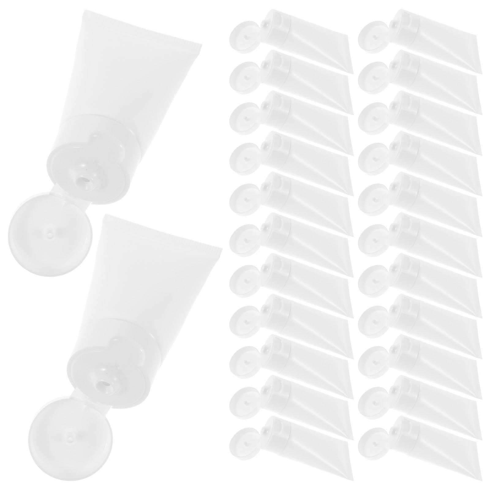 50 Botellas de Plástico Pe de 30ml para Cosméticos Rellenable y Portátil, Tubos Exprimibles Ideales para Viaje y Muestras de Loción o Crema