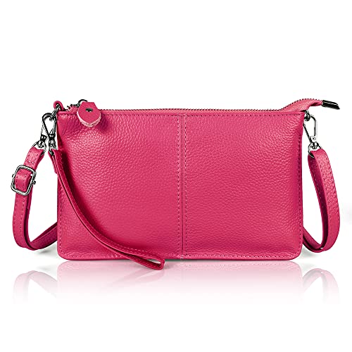 Image of befen Genuine Leather Wristlet Clutch Wallet Purses Small Crossbody Bags for Women with RFID Blocking Card Slots