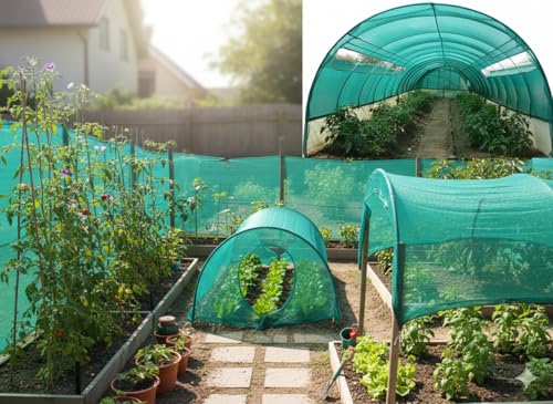 Image of Green Shade Net 75-80% | UV-Stabilized, Heavy-Duty Garden Net for Plants, Greenhouse, Balcony, Car Parking & Outdoor Protection | Sunblock & Privacy Mesh (10x10ft)