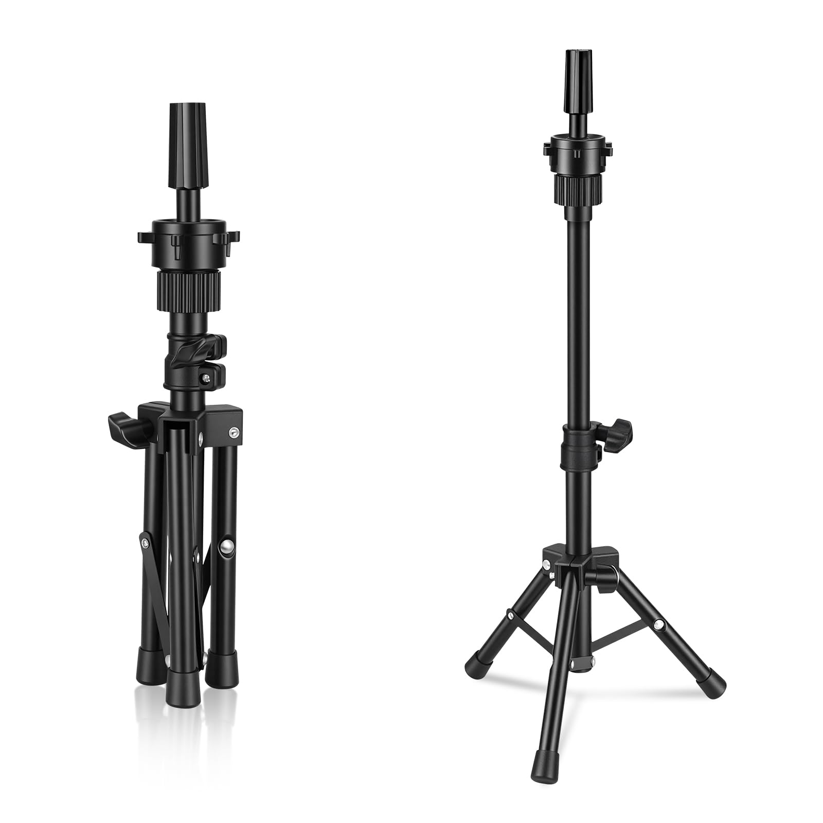 TwoWin Mały stojak na perukę 61 cm, regulowany stojak na statyw, stojak na głowę fryzjerską z antypoślizgową podstawą, głowa manekina do peruk, głowa treningowa do kosmetologii, treningu fryzjerskiego
