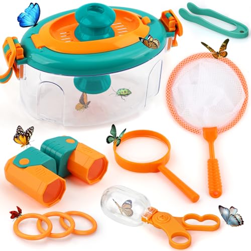 TOY Life Bug Catcher for Kids Outdoor Toys with Butterfly Net, Bug Habitat with Magnified Viewer, Bug Toys Tweezers & Magnifying Glass, Inset Catcher for Kids Outdoor Activities Explorer Kit