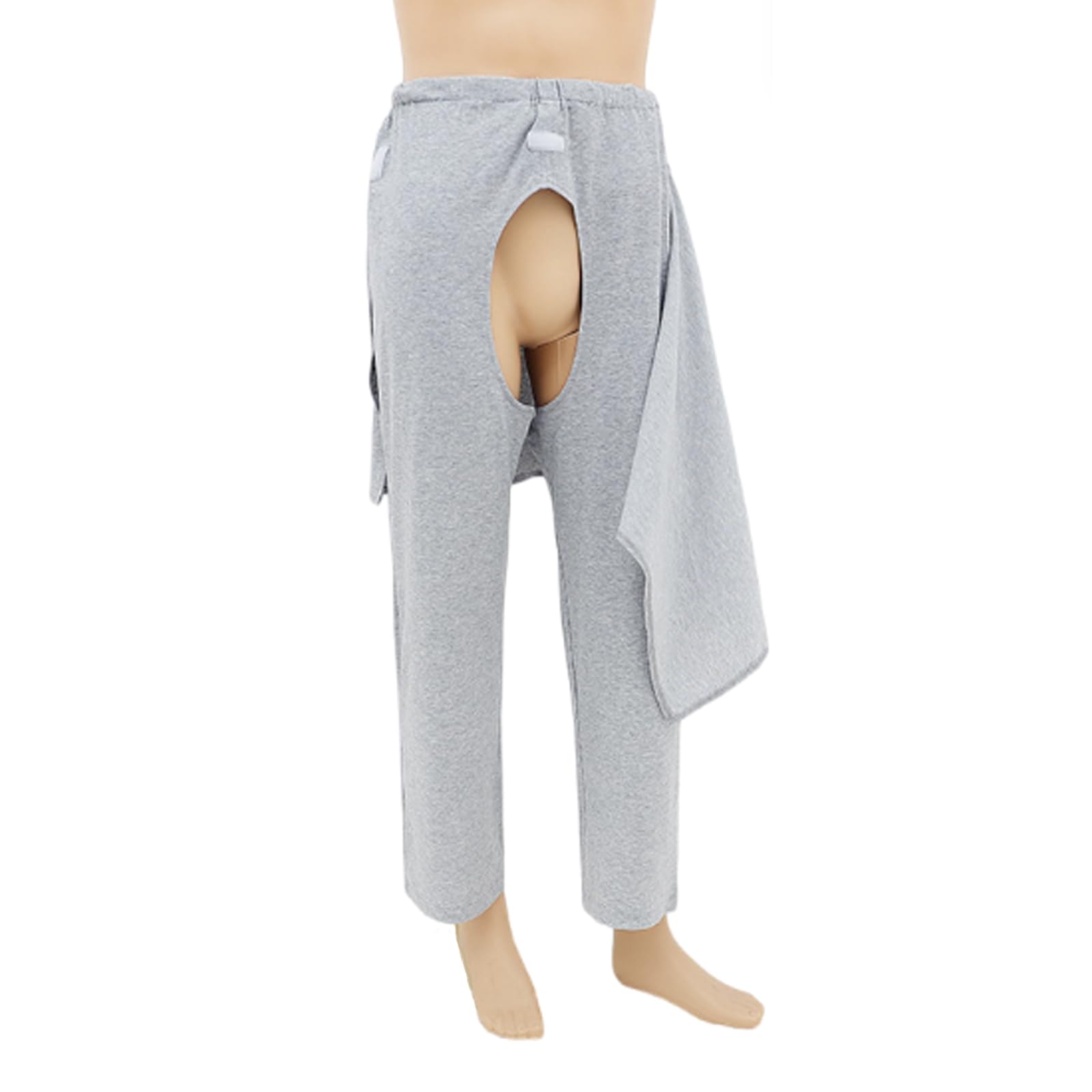 Patient Care Trousers Incontinence Care Pants for Elderly Men Women Reusable Adaptive Apparel for Bedridden Patients (Large,Gray(Thin))