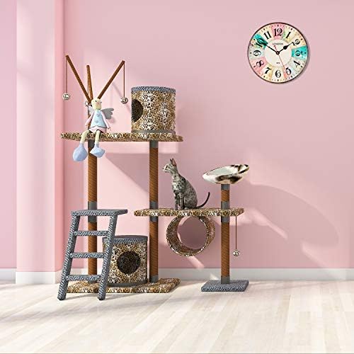 Art Beauty Wall Clocks Decorative Silent Non Ticking Pink Wall Clock Vintage Spring Floral 30cm for Girls Bedroom Living Room Kitchen Office