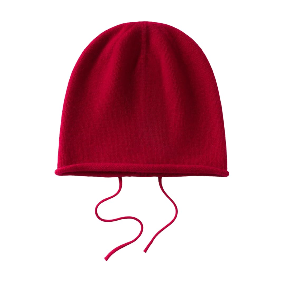 Czapka z dzianiny Czapki dziane klasyczne, Czapka dzianinowa unisex z wełny merynosów ze ściągaczem i zawiniętym brzegiem, wielokolorowa(Red)