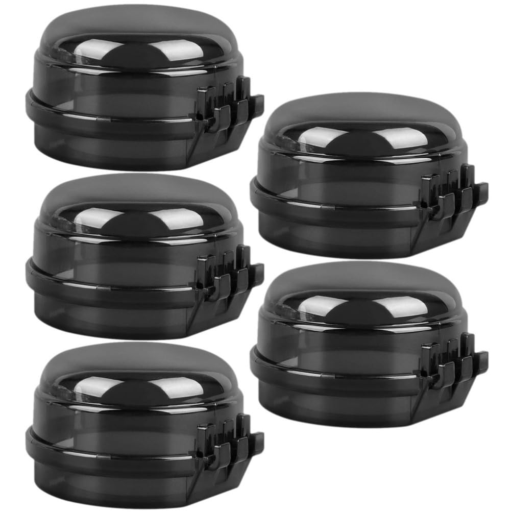 SUPVOX 5-Pack Gas Stove Knob Covers for Child Safety: Clear Black Baby Proof Oven Knob Locks with Easy Installation - Heat-Resistant Design for Kids and Pets