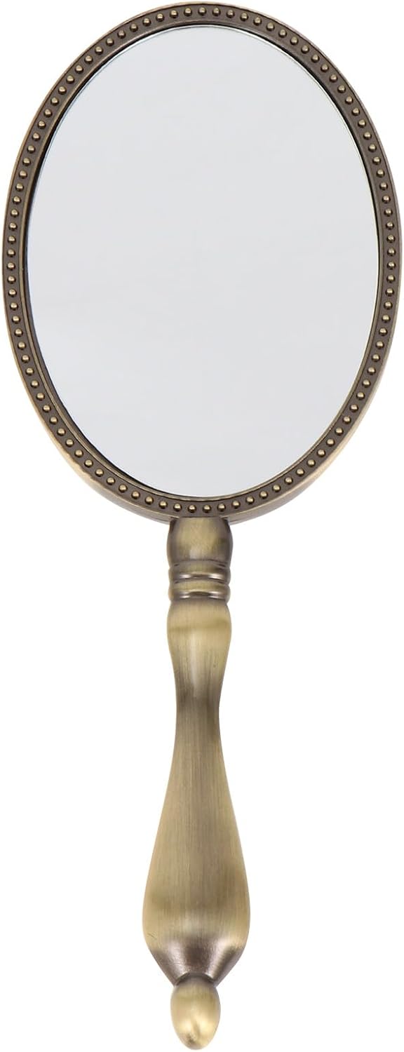 Metal Mirror Portable Handheld Makeup Retro for Women and Girls