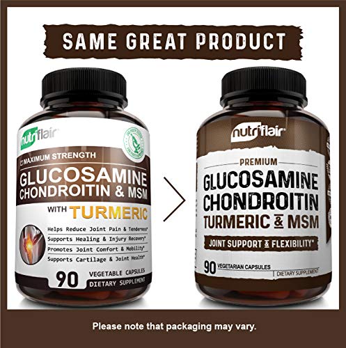NutriFlair Glucosamine Chondroitin Turmeric MSM Boswellia - Joint Pain Relief Supplement - Natural & Non-GMO - Anti-Inflammatory & Antioxidant Pills - Supports Back, Knees, Hands, Joints, Cartilage - Thumbnail 2
