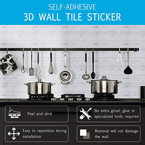Vamos Tile 10-Sheet Peel And Stick Tile Backsplash,12"X12" Premium Kitchen Backsplash Peel And Stick Tile (Sliver White With Grey Vein) #TOP5
