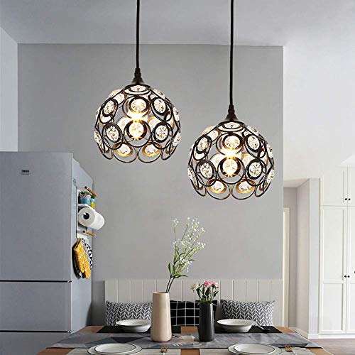 Lámpara de techo moderna de cristal ajustable con dos luces negras 3