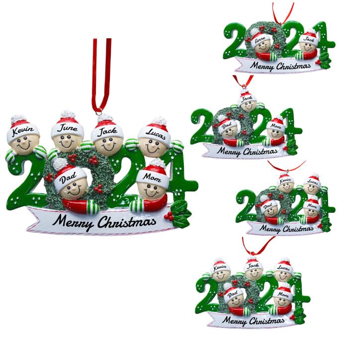 Adorno de Navidad Personalizado 2024 Familia de 2,3,4,5,6,7,8 Personalizado Colgante del árbol de Navidad de los Renos con el Texto Regalos Personalizados de la Decoración