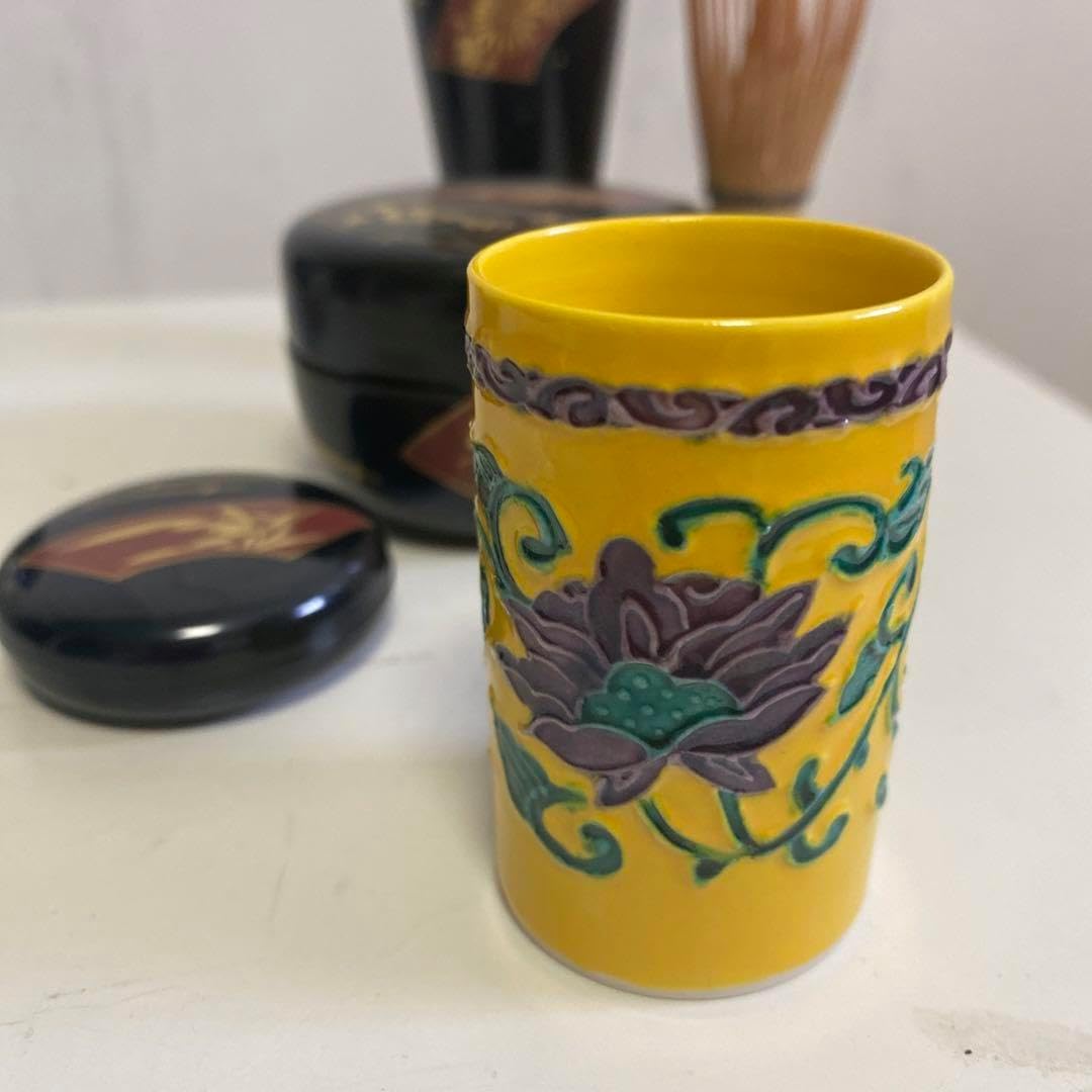 平安 玉堂窯 紅毛写 替茶器 オランダ写 薄茶器 茶道具 共箱 茶入