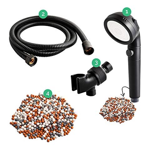 Original StoneStream® EcoPower Shower Head System — Spa Like Ionic Filter to Soften Water, Increase Pressure & Save Water — Multi Function Showerhead + 4-in-1 Wall Adapter Kit — Matte Black Cover