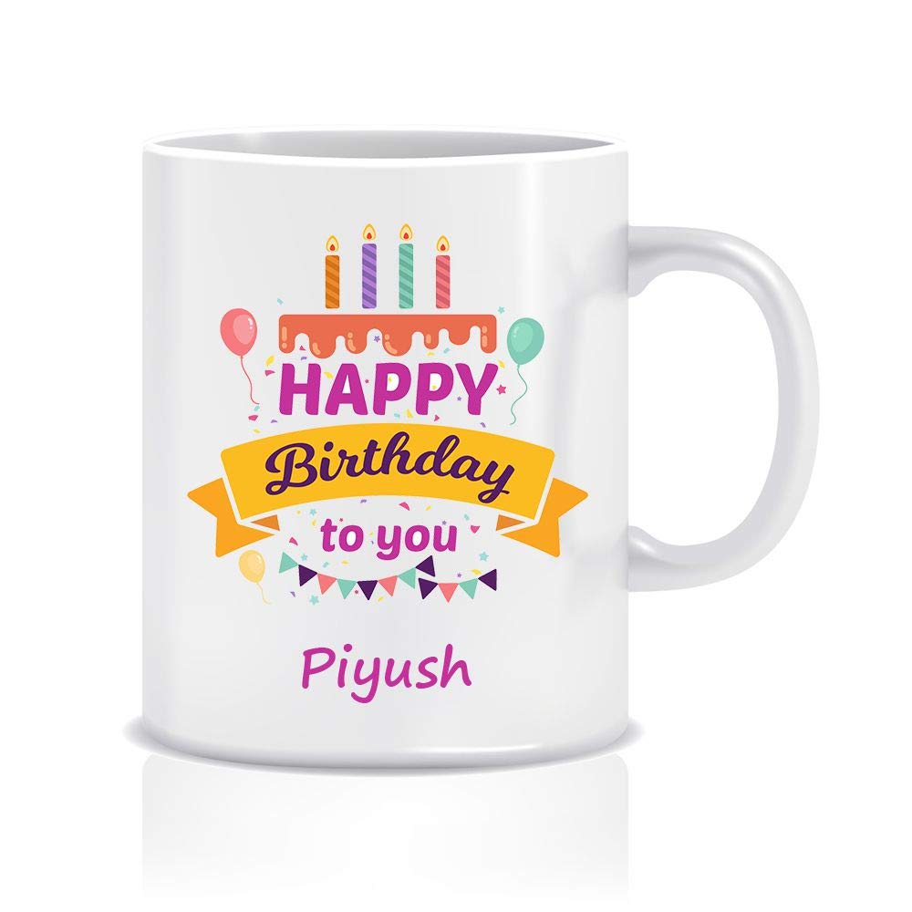 wechitr Coffee Mug for Piyush Personalised Name Ceramic, 350ml, 1 Unit (Design 1418)