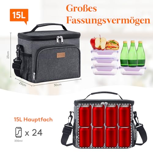 Lifewit Isolierte Kühltasche 9/15/27/32L, Lunchtasche, Kühlbox Faltbar – Ansicht 3