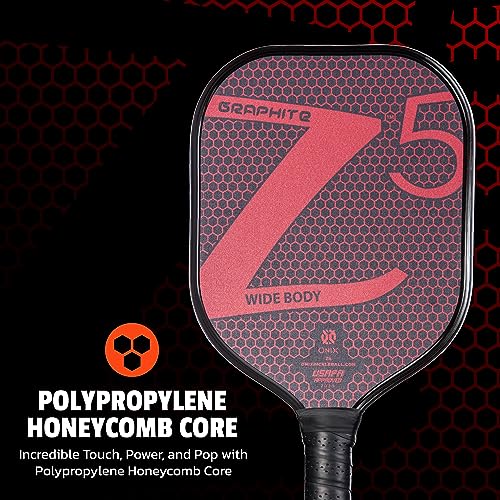 Image of Onix Graphite MOD Z5 Carbon Fiber Pickleball Paddle with Wide-Body Shape. Honeycomb Core, Graphite Face & Cushion Comfort Pickleball Paddle Grip