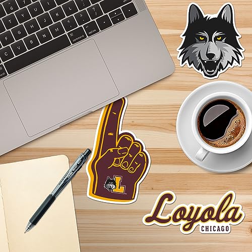 Image of Loyola University Chicago 8ct Vinyl Large Deluxe Stickers Variety Pack - Laptop, Water Bottle, Scrapbooking, Tablet, Skateboard, Indoor /Outdoor - Set of 8