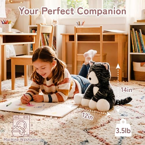 Image of Niuniu Daddy Weighted Stuffed Animals, 14 in 3.5 lbs Cat Plush Toy Lap Pad