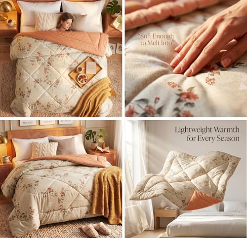 Image of VAS COLLECTIONS Feather Cotton Reversible AC Comforter for Double Bed | Super Soft 220 GSM Quilt /Duvet /Dohar | Lightweight All-Season Comforter | 90 x 100 Inches (1 Piece), Sage