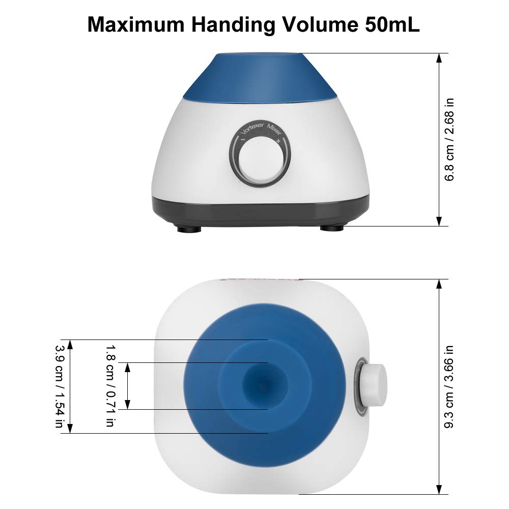 stonylab Mini Mezclador Vortex, 3000 rpm Mezclador Compacto de Sobremesa de Velocidad Fija Mini Agitador Vortex Mixer para Tubos de Hasta 50ml, para Laboratorio, Esmalte de Uñas, Pinturas, 110-220V