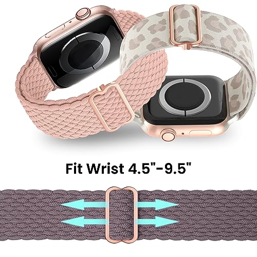 Image of Delidigi Stretchy Bands Compatible for Apple Watch Band Women 40mm 38mm 41mm 42mm 44mm 45mm 46mm 49mm, Nylon Braided Straps for iWatch Series 11 10 9 8 7 6 SE 5 4 3 Ultra 3 2 1