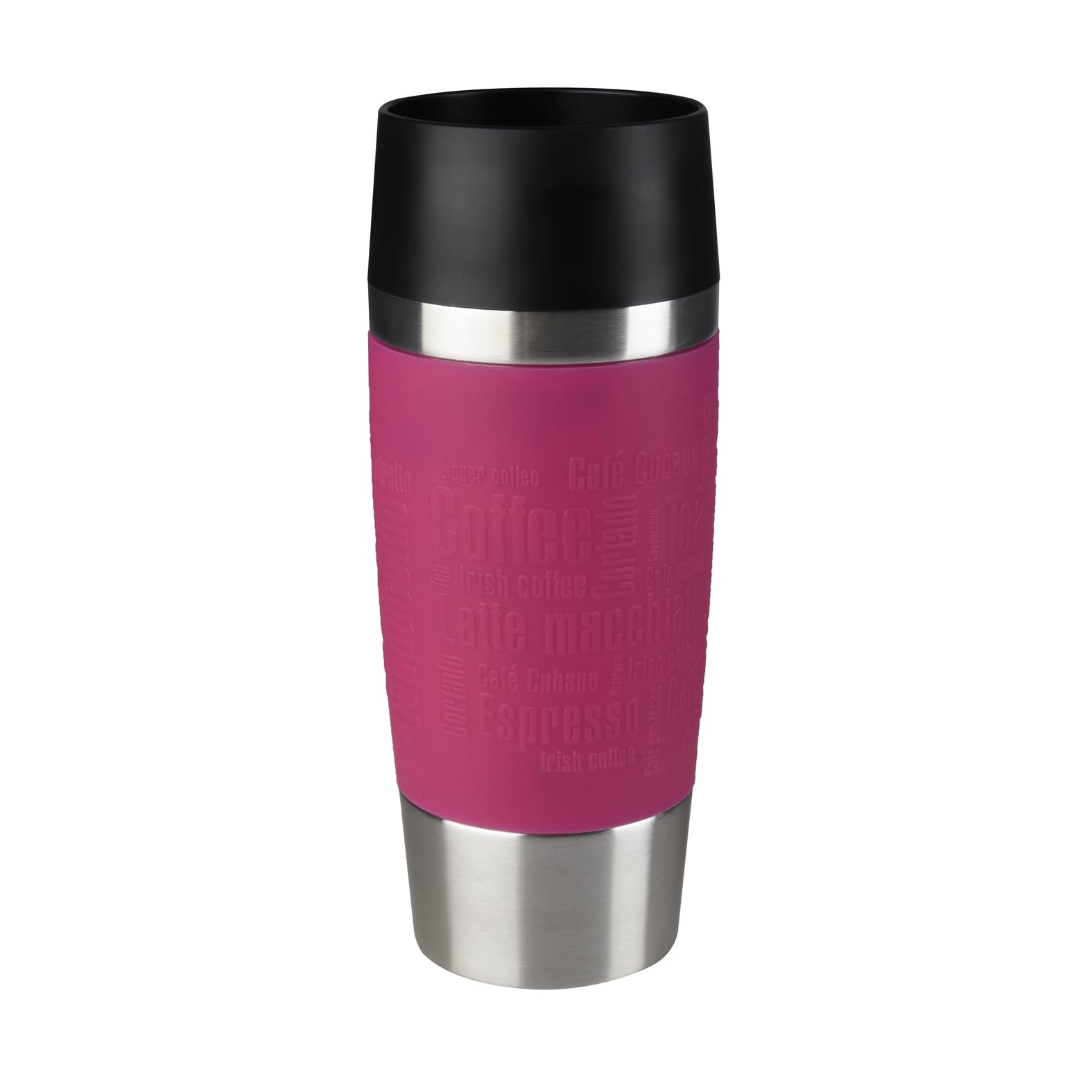 Emsa Travel Mug Classic Thermobecher, 360 ml, Isolierbecher hält 4h heiß, 8h kalt, 100 Prozent dicht, auslaufsicher, Quick-Press-Verschluss, 360 Grad-Trinköffnung, Kaffeebecher to go, Himbeer, 513550