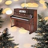 LASFOUR Personalized Piano Ornaments for Christmas Tree, Custom 2D Flat Acrylic Piano Ornaments with Name, Piano Teacher Ornament, Musician Ornament Gift, for Piano Lovers, Piano Player