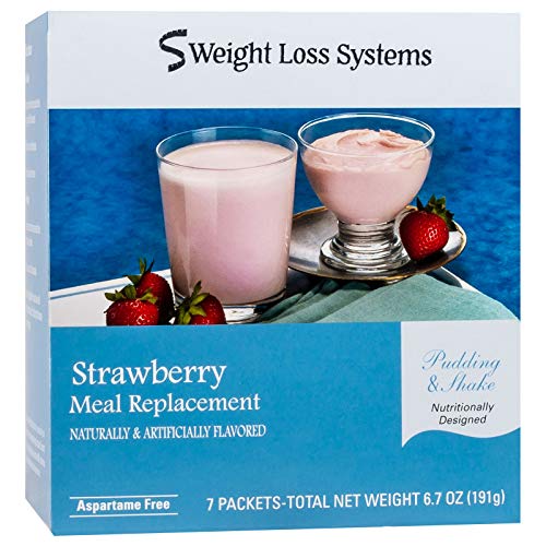 Weight Loss Systems Pudding and Shake Aspartame Free - Strawberry (7/Box) - High Protein - Low Calorie - Low Fat - Low Carb