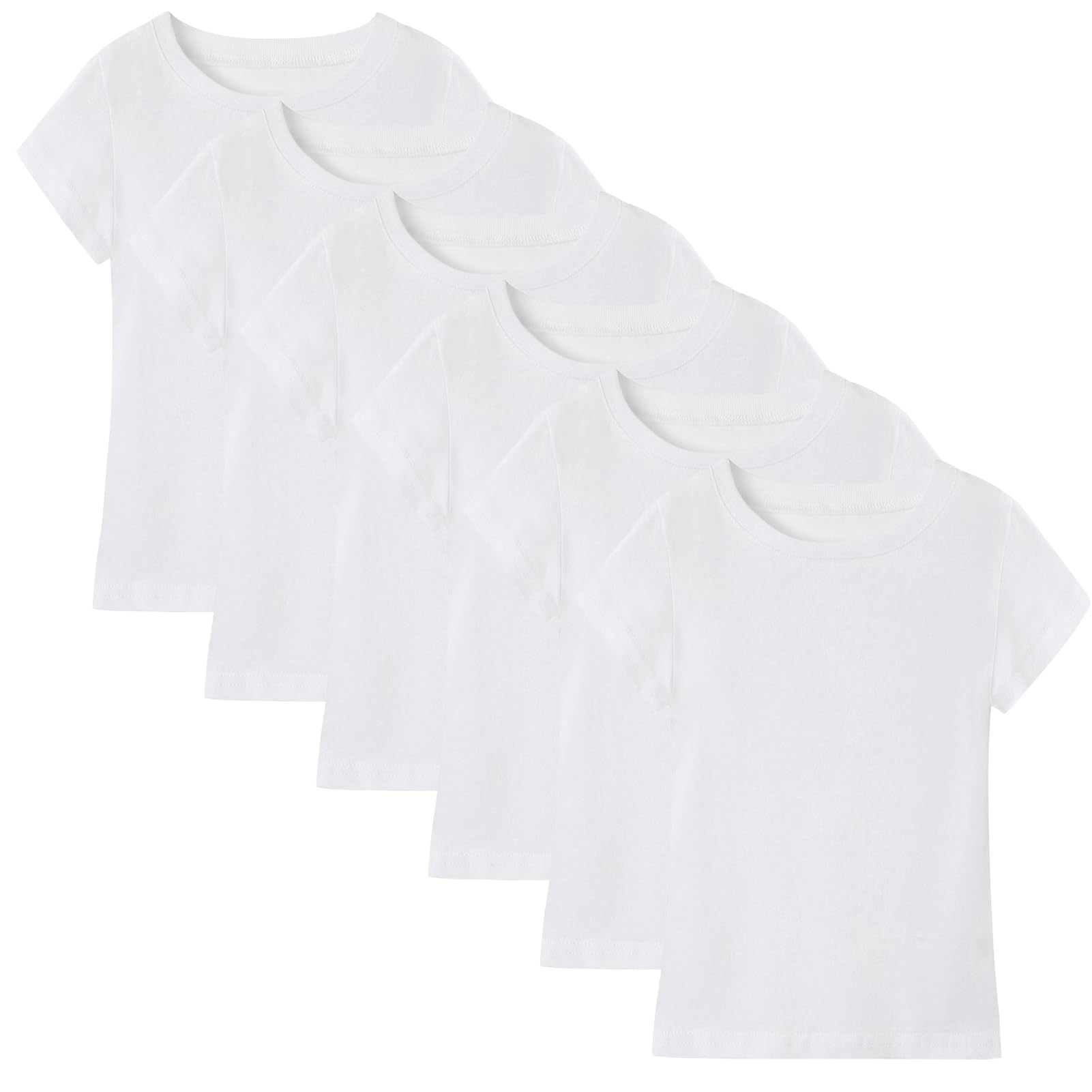 Photo 1 of 6 Pack Cotton Girls T-Shirts Kids Short Sleeve Basic Tops for Toddlers