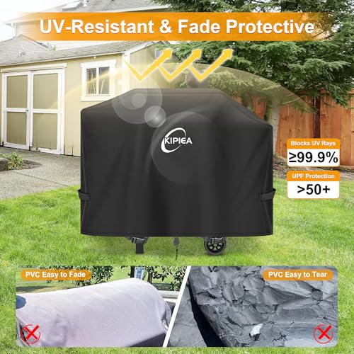 Image of Kipiea 600D Heavy Duty Pellet Grill Cover for Camp Chef SmokePro 24 Series, Waterproof Wood Pellet Smoker Cover with Windproof Buckles, UV Resistant, No Tear, No Fading