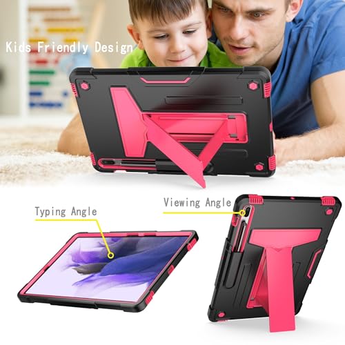 Coque Samsung Galaxy Tab S7 FE 12.4 antichoc robuste noire et rose - 3