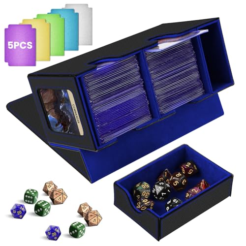 ATPWONZ MTG Deck Box with Commander Display,Holds 300+ Single-Sleeved Cards,Double Deck Case for TCG/CCG,Fits 90+ Top Loader Sleeves,Includes Dice Tray,5 Dividers & 1 Hard Sleeve