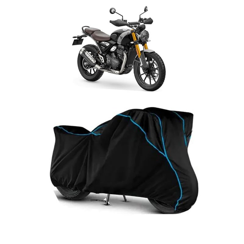 Image of Water Resistant Bike Cover for Scrambler 400 X, Dustproof Motorcycle Cover with UV & Heat Protection, All Weather Indoor Outdoor Use, Universal Fit Rain Cover