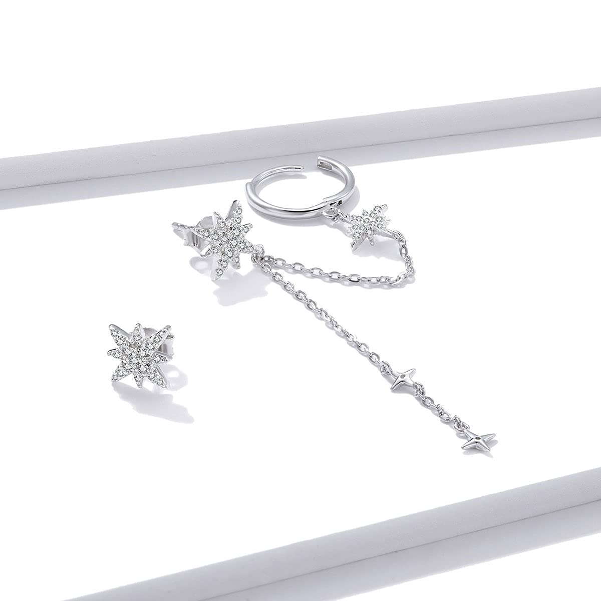 WBDWWTD Pendiente de Tuerca con Forma de Estrella Brillante de ensueño de Plata de Ley 925 para Mujer, Pendiente de joyería de Plata
