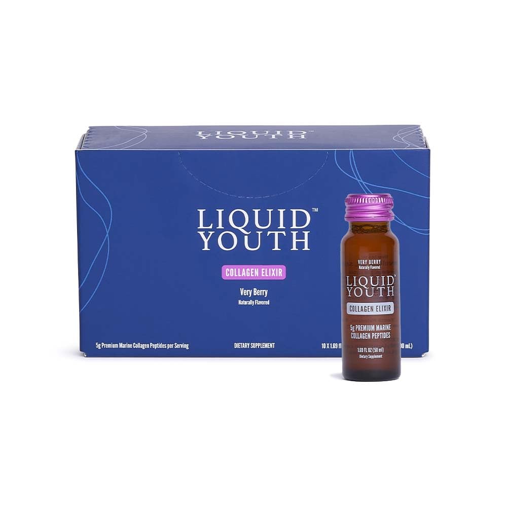 Liquid Collagen Elixir Shot for Women & Men - Premium Liquid Marine Collagen for Hair Growth, Skin, Nail, Bone & Joint Health - Travel-Friendly (Very Berry, 10 Servings Per Box)