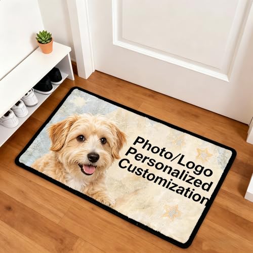 JURLEA Felpudo Personalizado con Foto y Texto 40x60cm Diseña tu Propia Alfombra de Entrada Antideslizante y Apto para Mascotas, Regalo para Dueños de Perros y Gatos