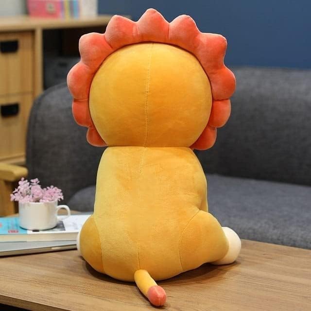 Image of Cute Lion Plush Toy, Soft Stuffed Animal, Yellow and Coral, 35 cm (Yellow,Cream)